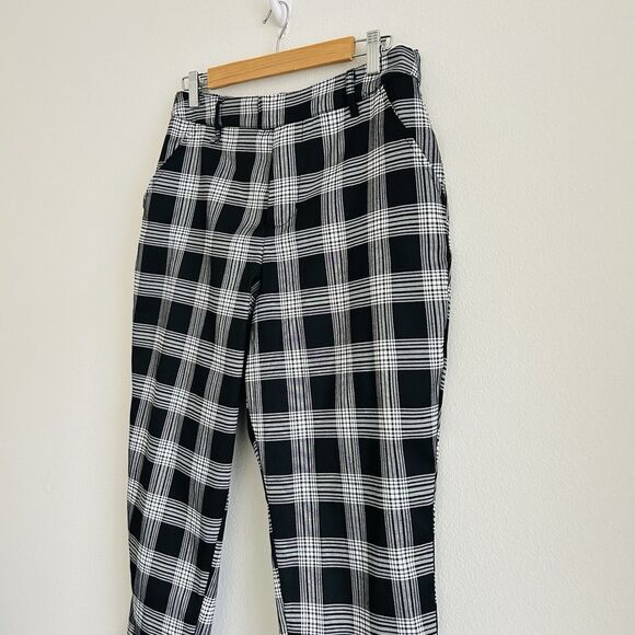 Hot Topic Black + White Plaid Pants Elastic Size L Corporate Goth Punk Skate - Picture 3 of 12